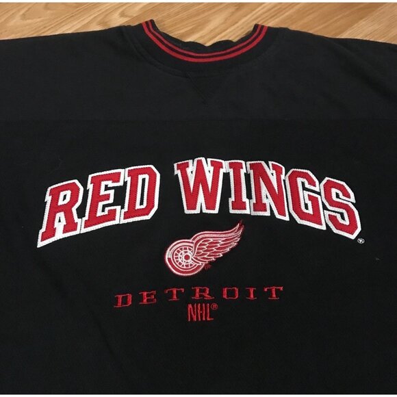 Vtg Detroit Red Wings Lee Sport Sweatshirt XL Black Red NHL Hockey - Picture 2 of 8